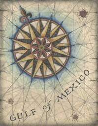 Compass Rose Art Print 8x10+ , - Nautical Old Maps & Prints Gulf Of Mexico Coast Map Blue - thumbnail 1