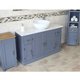 Grey Painted Bathroom Vanity With White Marble Top, Ceramic Basin - 123cm Wide - thumbnail 3