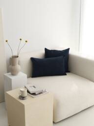 Dark Blue Soft Linen Throw Pillow Cover, Cozy High Quality Case, Any Size Comfy Cushion Unique Home Decor, 55x55 - thumbnail 1