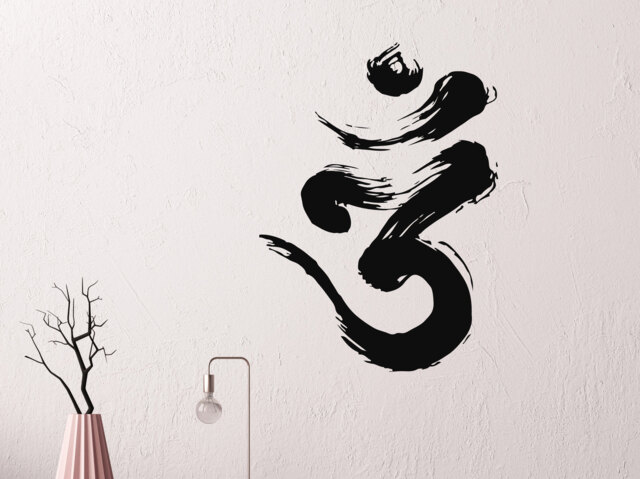 Om Symbol Wall Decals, Meditation Sticker, Namaste Art, Yoga Studio Decor, Vinyl Home Bedroom Art Mural Eg9 - image 1