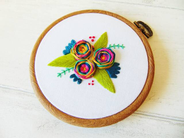 Rainbow Embroidery Hoop, Floral Embroidery, Wall Hanging, Unique Gifts For Women, Friendship Gift, Flower Art - image 1