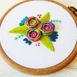 Rainbow Embroidery Hoop, Floral Embroidery, Wall Hanging, Unique Gifts For Women, Friendship Gift, Flower Art - thumbnail 2