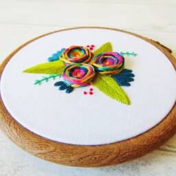 Rainbow Embroidery Hoop, Floral Embroidery, Wall Hanging, Unique Gifts For Women, Friendship Gift, Flower Art - thumbnail 3