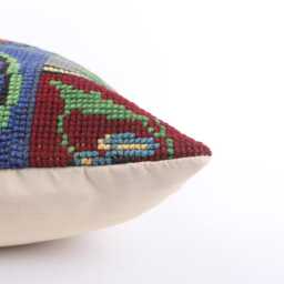Vintage Turkish Kilim Pillow Cover Handwoven Wool Cushion - 16x16 - thumbnail 4