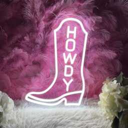 Howdy Boots Neon Sign, Custom Western Cowgirl Led Light, Light Up Cowboy Party Decor Signs, Shop Open Sign, Western Light Sign - thumbnail 3