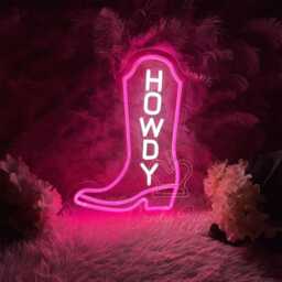 Howdy Boots Neon Sign, Custom Western Cowgirl Led Light, Light Up Cowboy Party Decor Signs, Shop Open Sign, Western Light Sign - thumbnail 2