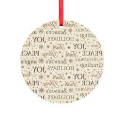 Holiday Word Pattern Acrylic Ornament - Round Or Multi-Shape Christmas Decoration - thumbnail 2