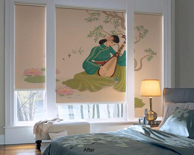 Lady Playing The Lute Photo Printed Custom Made Window - Ethnic-172 Roller Blind - image 1