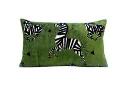 Custom Green Velvet Zebra Print Pillow Cover - Luxurious Made-To-Order Designer Accent For Modern Decor - thumbnail 1