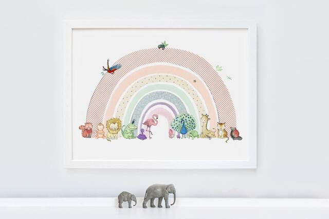 Children's Picture, Unframed Print, Nursery Wall Art, Room Decor, Kids Rainbow Bold Colours, Lockdown Baby Gift, Gift - image 1