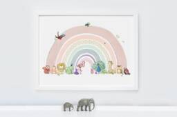 Children's Picture, Unframed Print, Nursery Wall Art, Room Decor, Kids Rainbow Bold Colours, Lockdown Baby Gift, Gift - thumbnail 1