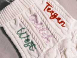 Knit Christmas Stocking - Custom Embroidery - Traditional Holiday Mantel Decor