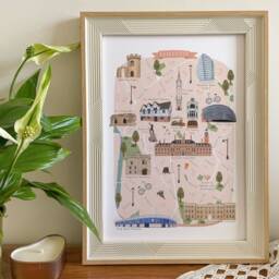 Leicester Map, Illustrated Map Of Leicester, Print, Art, Travel, Poster, University Gift - thumbnail 2