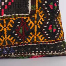 Handmade Turkish Kilim Pillow Cover Wool Lumbar Cushion - 16x24 - thumbnail 2