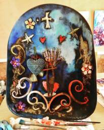 Recycled Metal Wall Sculpture Handcrafted Vintage Tool Art - thumbnail 1