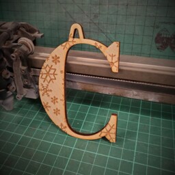 Christmas Tree Monogram Decorations Xmas Letters Personalised Personalized Wood Wooden Ribbon Gifts Engraved Family Unique Snowflake Laser - thumbnail 2