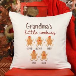 Nanny's Little Cookies Cushion With Grandchildren's Names/Personalised Christmas Gift For A Nanny From Grandkids Xmas Pillow Present - thumbnail 3