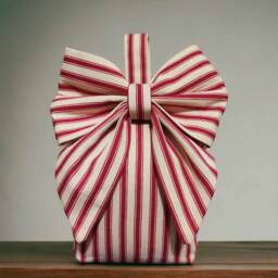 Filled Heavy Bow Doorstop in Striped Fabric Handmade UK - thumbnail 2