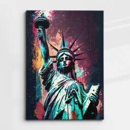 statue Of Liberty New York Usa Abstract America Modern Painting Wall Art, Framed Canvas Poster Print, Home/Office Room Decor, Gifts - thumbnail 3