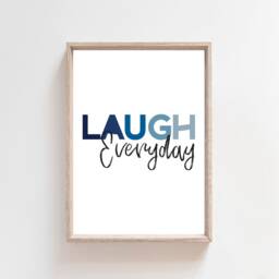 Laugh Everyday Print, Boys Nursery Prints, Bedroom, Blue Wall Art, Kids Room, Decor, Playroom Home Decor - thumbnail 2