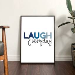 Laugh Everyday Print, Boys Nursery Prints, Bedroom, Blue Wall Art, Kids Room, Decor, Playroom Home Decor - thumbnail 3