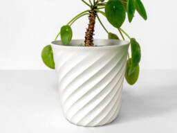 Swirl Porcelain Flowerpot - Modern Rotational Planter - thumbnail 1