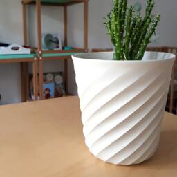Swirl Porcelain Flowerpot - Modern Rotational Planter - thumbnail 3