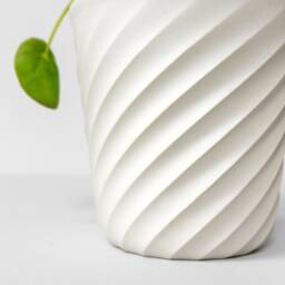 Swirl Porcelain Flowerpot - Modern Rotational Planter - thumbnail 4