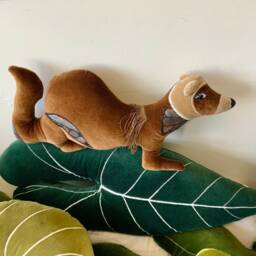 Polecat Shaped Animal Cushion Handmade Using Vintage Soft Brown Cotton Velvet & Stuffed With Eco Filling .sustainable Gift - thumbnail 3