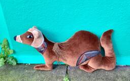 Polecat Shaped Animal Cushion Handmade Using Vintage Soft Brown Cotton Velvet & Stuffed With Eco Filling .sustainable Gift - thumbnail 1