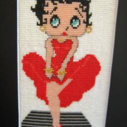 Betty Boop Beaded Picture Loom Woven Art in Red Dress - thumbnail 2