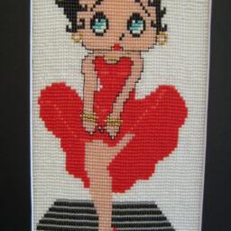 Betty Boop Beaded Picture Loom Woven Art in Red Dress - thumbnail 3
