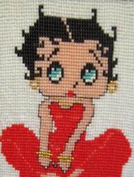 Betty Boop Beaded Picture Loom Woven Art in Red Dress - thumbnail 1