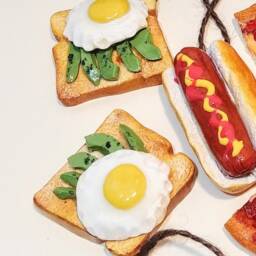 Miniature Avocado Toast With Egg Christmas Ornament/Unique Funny Modern Gift Decor - thumbnail 2