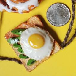 Miniature Avocado Toast With Egg Christmas Ornament/Unique Funny Modern Gift Decor - thumbnail 1