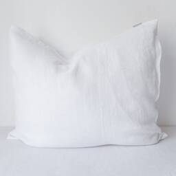 White Linen Pillowcase - Soft Stonewashed Natural Cover With Envelope Closure - thumbnail 2