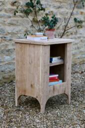 Rustic Solid Oak Bed Side Table Commode - thumbnail 1