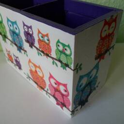 Utensil Box Pencil Owls Purple - thumbnail 4