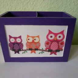 Utensil Box Pencil Owls Purple - thumbnail 3