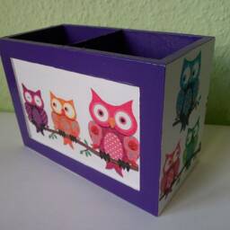Utensil Box Pencil Owls Purple - thumbnail 2
