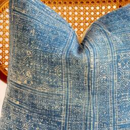Indigo Neutral Tribal Hemp Hand Woven Natural Dye Color Lumbar Pillow Cover - thumbnail 2