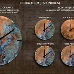 Wall Clock Round, Industrial Copper Patina. Art Copper, Large Color, Raw Clock. Decor. Gift - thumbnail 3