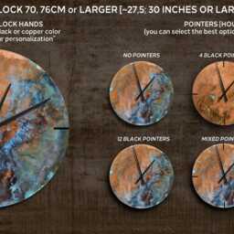 Wall Clock Round, Industrial Copper Patina. Art Copper, Large Color, Raw Clock. Decor. Gift - thumbnail 4