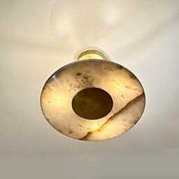 Raw Brass Sputnik Chandelier - Mid Century Modern Marble Ceiling Light Rambla Ceiling Light & Stone Fixture - thumbnail 3