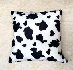 Lovely Cow Velvet Velboa Fabric Cushion Cover Handmade, Great Fun Soft Decorative Sofa Fits 18 X - thumbnail 1