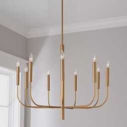 1950's Mid Century Ellen Degeneres Brianna 9 Light Flush Mount Fixture Opulent Amaya Chandelier - Small Duo Regolith Modern Brass