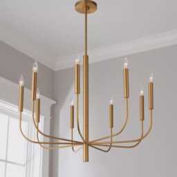 1950's Mid Century Ellen Degeneres Brianna 9 Light Flush Mount Fixture Opulent Amaya Chandelier - Small Duo Regolith Modern Brass - thumbnail 2