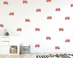 Watercolor Fire Truck Wall Stickers Vehicle Nursery Decor - thumbnail 1