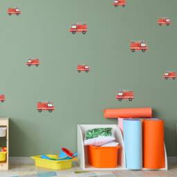 Watercolor Fire Truck Wall Stickers Vehicle Nursery Decor - thumbnail 2