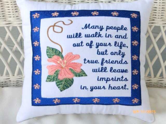 Embroidered Friends Pillow Sentimental Moving Away Gift - image 1